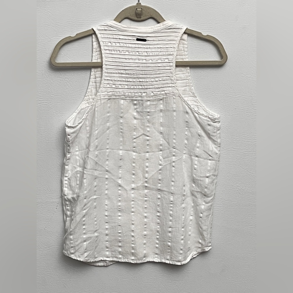 Prana Nieves White Organic Cotton Textured Button-Down Blouse Tank XS - Picture 6 of 14